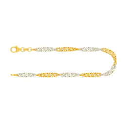 Armband als Singapurkette in Bicolor Gelbgold / Weißgold 585 / 14K, 18 cm lang, 2.4 mm breit, Gewicht ca. 1.9 g.