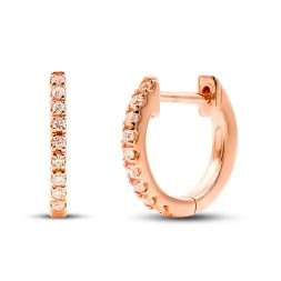 0,07 Karat Diamant Creolen, Rotgold 750 / 18K, Außendurchmesser 9.5 mm, Breite 1.5 mm, Gewicht ca. 0.9 g