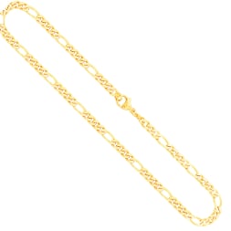 Goldkette als Figarokette diamantiert in Gelbgold 585 / 14K, 55 cm lang, 4,3 mm breit, Gewicht ca. 23.4 g.