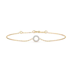 Goldarmband als Ankerkette mit 0,07 Karat Diamanten, Gelbgold 585 / 14 Karat