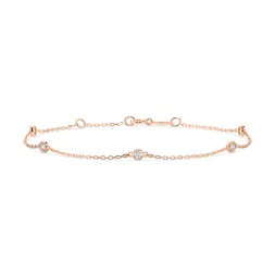 Goldarmband als Ankerkette mit 0,14 Karat Diamanten, Rotgold 585 / 14 Karat, 18 cm lang, Gewicht ca. 0,9 g.