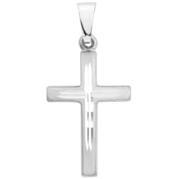 Anhänger Kreuz seidenmatt, Weißgold 585 / 14K, Höhe 21.0 mm, Breite 14.0 mm, Gewicht ca. 0.71 g