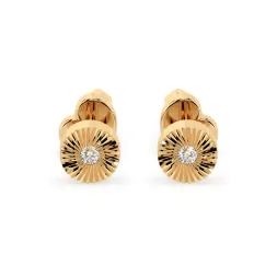 0,04 Karat Diamant Ohrstecker mit 2 echten Diamanten, Gelbgold 585 / 14K