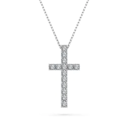 0,2 Karat Diamant Anhänger Kreuz Weißgold 585 (14K) mit Goldkette für Damen