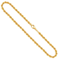 Goldkette als Kordelkette hohl in Gelbgold 333 / 8K, 50 cm lang, 4,4 mm breit, Gewicht ca. 11 g.
