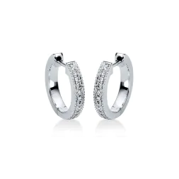 0,15 Karat Diamant Creolen, Weißgold 750 / 18 Karat, Außendurchmesser 11 mm, Breite 1.7 mm, Gewicht ca. 3.1 g.