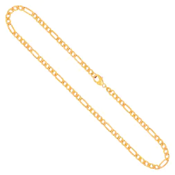 Goldkette als Figarokette diamantiert in Gelbgold 333 / 8K, 42 cm lang, 3,4 mm breit, Gewicht ca. 9 g.
