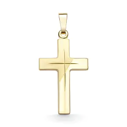 Anhänger Kreuz gesandelt/glanz/diam. Gelbgold 21 mm