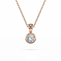 0,1 Karat Diamant Anhänger Zarge Rotgold 585 (14K) mit Goldkette für Damen