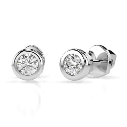 0,10 Karat Diamant Ohrstecker mit 2 echten Diamanten, Weißgold 585 / 14K