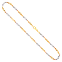 Goldkette als Singapurkette Bicolor in Gelbgold / Weißgold 333 / 8K, 50 cm lang, 2,9 mm breit, Gewicht ca. 6 g.