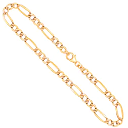 Goldkette als Figarokette hohl in Gelbgold 333 / 8K, 55 cm lang, 4,1 mm breit, Gewicht ca. 5.5 g.