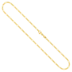 Goldkette als Figarokette diamantiert in Gelbgold 375 / 9K, 85 cm lang, 2,2 mm breit, Gewicht ca. 7.8 g.