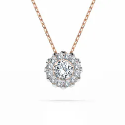 0,1 Karat Diamant Anhänger Rotgold 585 (14K) mit Goldkette 45 für Damen