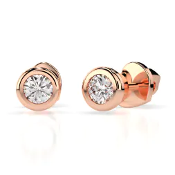 0,10 Karat Diamant Ohrstecker mit 2 echten Diamanten, Rotgold 585 / 14K