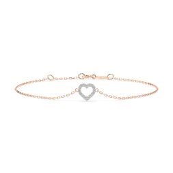 Herz Goldarmband als Ankerkette mit 0,07 Karat Diamanten, Rotgold 585 / 14 Karat