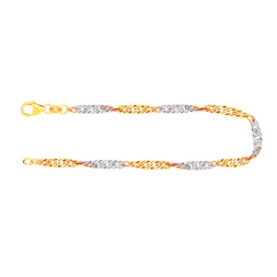 Armband als Singapurkette Bicolor in Gelbgold / Weißgold 585 / 14K, 20 cm lang, 2,9 mm breit, Gewicht ca. 3.1 g.