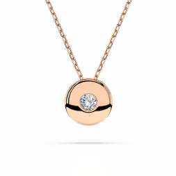 0,04 Karat Diamant Anhänger Zarge Rotgold 585 (14K) mit Goldkette für Damen