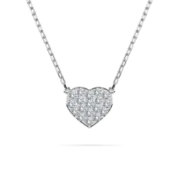 0,09 Karat Diamant Anhänger Herz Weißgold 585 (14K) mit Goldkette für Damen
