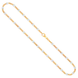 Goldkette als Panzerstegkette in Bicolor Gelbgold / Weißgold 585 / 14K, 50 cm lang, 3,1 mm breit, Gewicht ca. 5.5 g.