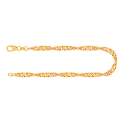 Armband als Singapurkette in Gelbgold 585 / 14K, 21 cm lang, 3,4 mm breit, Gewicht ca. 4.6 g.