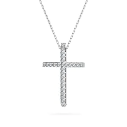 0,14 Karat Diamant Anhänger Kreuz Weißgold 585 (14K) mit Goldkette für Damen