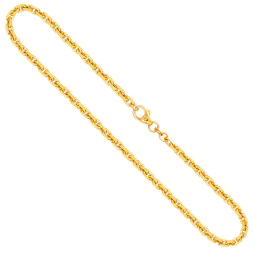Goldkette als Ankerkette diamantiert in Gelbgold 375 / 9K, 50 cm lang, 3 mm breit, Gewicht ca. 20 g.