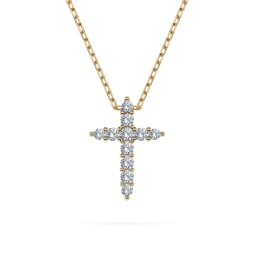 0,09 Karat Diamant Anhänger Kreuz Gelbgold 585 (14K) mit Goldkette 45 (42+3) cm, für Damen