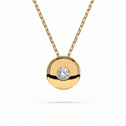 0,04 Karat Diamant Anhänger Zarge Gelbgold 585 (14K) mit Goldkette 45 (42+3) cm, für Damen
