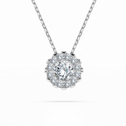 0,1 Karat Diamant Anhänger Weißgold 585 (14K) mit Goldkette 45 (42+3) cm, für Damen