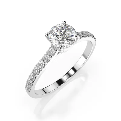 0,4+0,21 Karat Diamant Verlobungsring mit 15 Diamanten, Weißgold 585 / 14K, Weite 51 mm, Gewicht ca. 1.5 g.