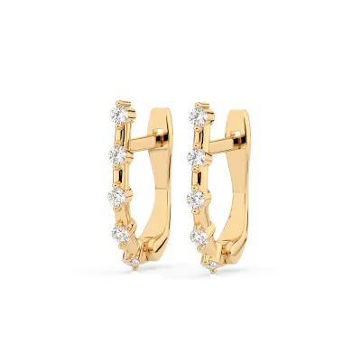 0,2 Karat Diamant Creolen, Gelbgold 585 / 14 Karat, Gewicht ca. 1.6 g.