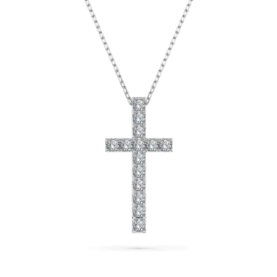 Diamantanhänger in 0,2 Karat, Weißgold 585 / 14 Karat, mit einer 585ger Goldkette in 45 (40+5) cm lang, Gewicht ca. 2,3 g.