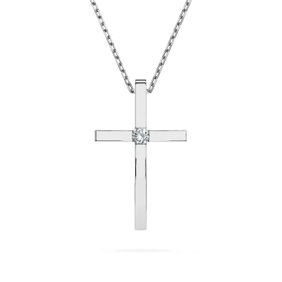 Diamantanhänger in 0,03 Karat, Weißgold 585 / 14 Karat, mit einer 585ger Goldkette in 45 (42+3) cm lang, Gewicht ca. 2 g.