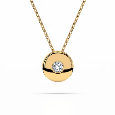 Diamantanhänger in 0,04 Karat, Gelbgold 585 / 14 Karat, mit einer 585ger Goldkette in 45 (42+3) cm lang, Gewicht ca. 1,8 g.