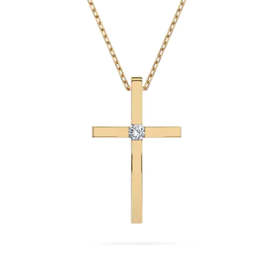 Diamantanhänger in 0,03 Karat, Gelbgold 585 / 14 Karat, mit einer 585ger Goldkette in 45 (42+3) cm lang, Gewicht ca. 2 g.