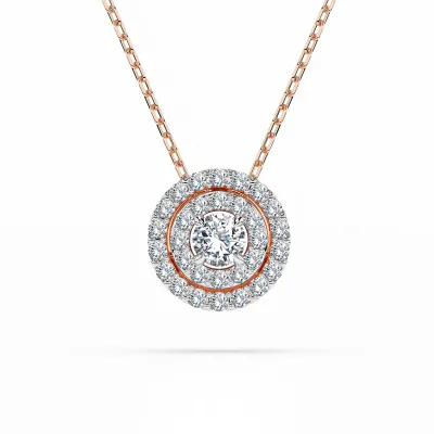 Diamantanhänger in 0,24 Karat, Rotgold 585 / 14 Karat, mit einer 585ger Goldkette in 45 (40+5) cm lang, Gewicht ca. 2,2 g.