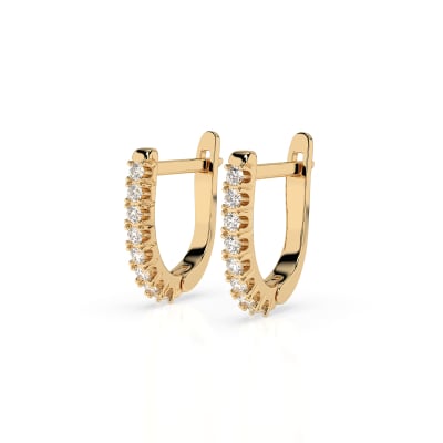 0,32 Karat Diamant Creolen, Gelbgold 585 / 14 Karat, Gewicht ca. 1.7 g.