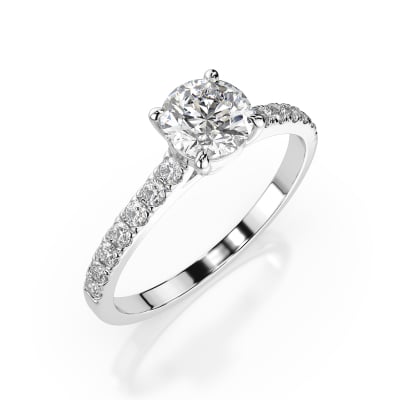 0,4+0,21 Karat Diamant Verlobungsring mit 15 Diamanten, Weißgold 585 / 14K, Weite 51 mm, Gewicht ca. 1.5 g.