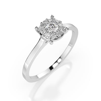 0,15 Karat Diamant Verlobungsring mit 11 Diamanten, Weißgold 585 / 14K, Weite 53 mm, Gewicht ca. 1.7 g.