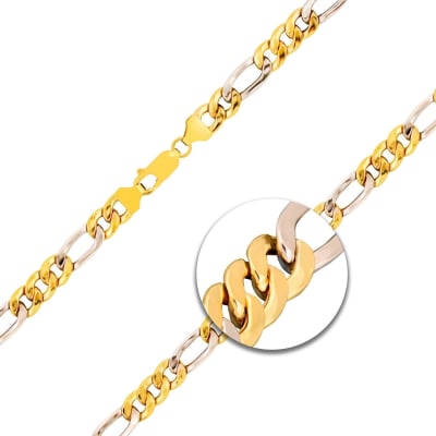 Figarokette hohl Bicolor Gelbgold / Weißgold
