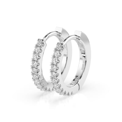 0,22 Karat Diamant Creolen, Weißgold 585 / 14 Karat, Gewicht ca. 2 g.