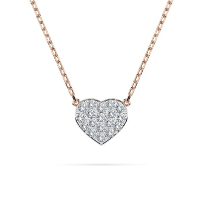 0,09 Karat Diamant Anhänger Herz Rotgold 585 (14K) mit Goldkette 45 cm, für Damen