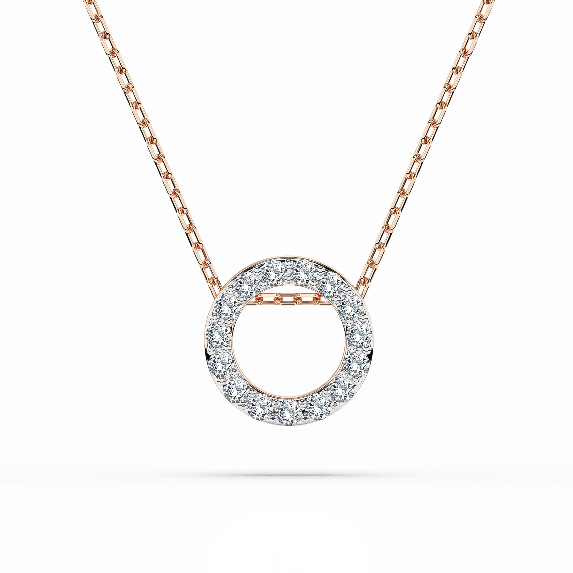 0,09 Karat Diamant Anhänger Rotgold 585 (14K) mit Goldkette für Damen