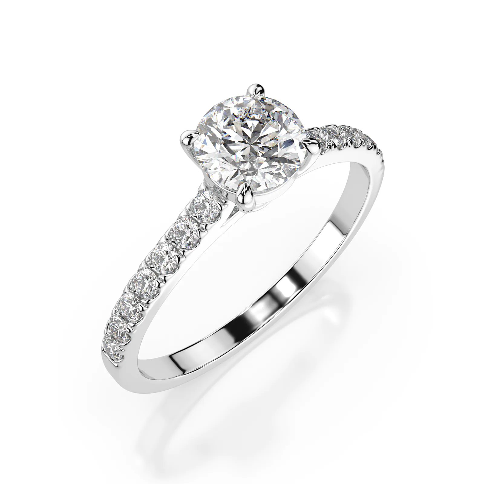 0,4+0,21 Karat Diamant Verlobungsring mit 15 Diamanten, Weißgold 585 / 14K, Weite 51 mm, Gewicht ca. 1.5 g.