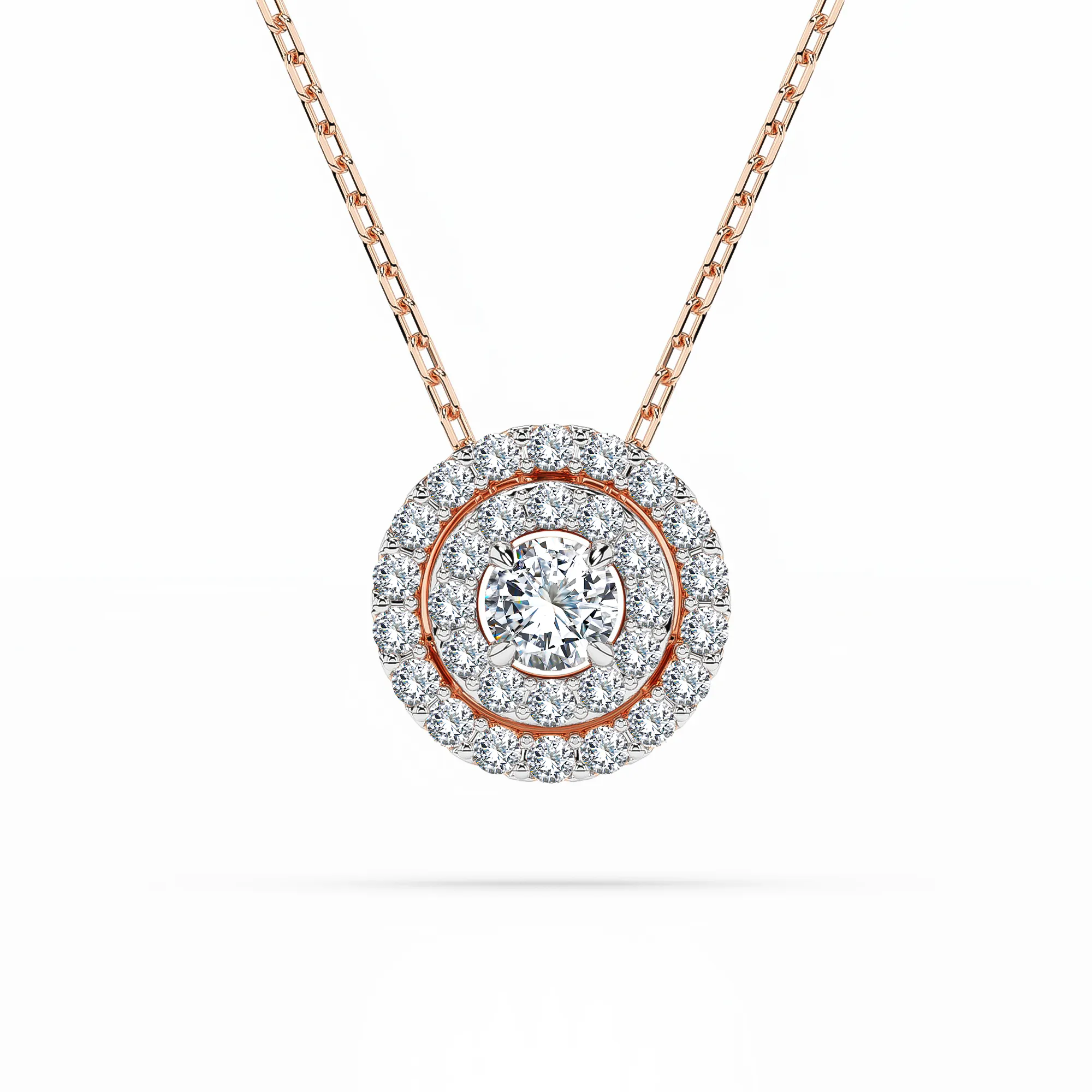 0,24 Karat Diamant Anhänger Rotgold 585 (14K) mit Goldkette 45 (40+5) cm, für Damen