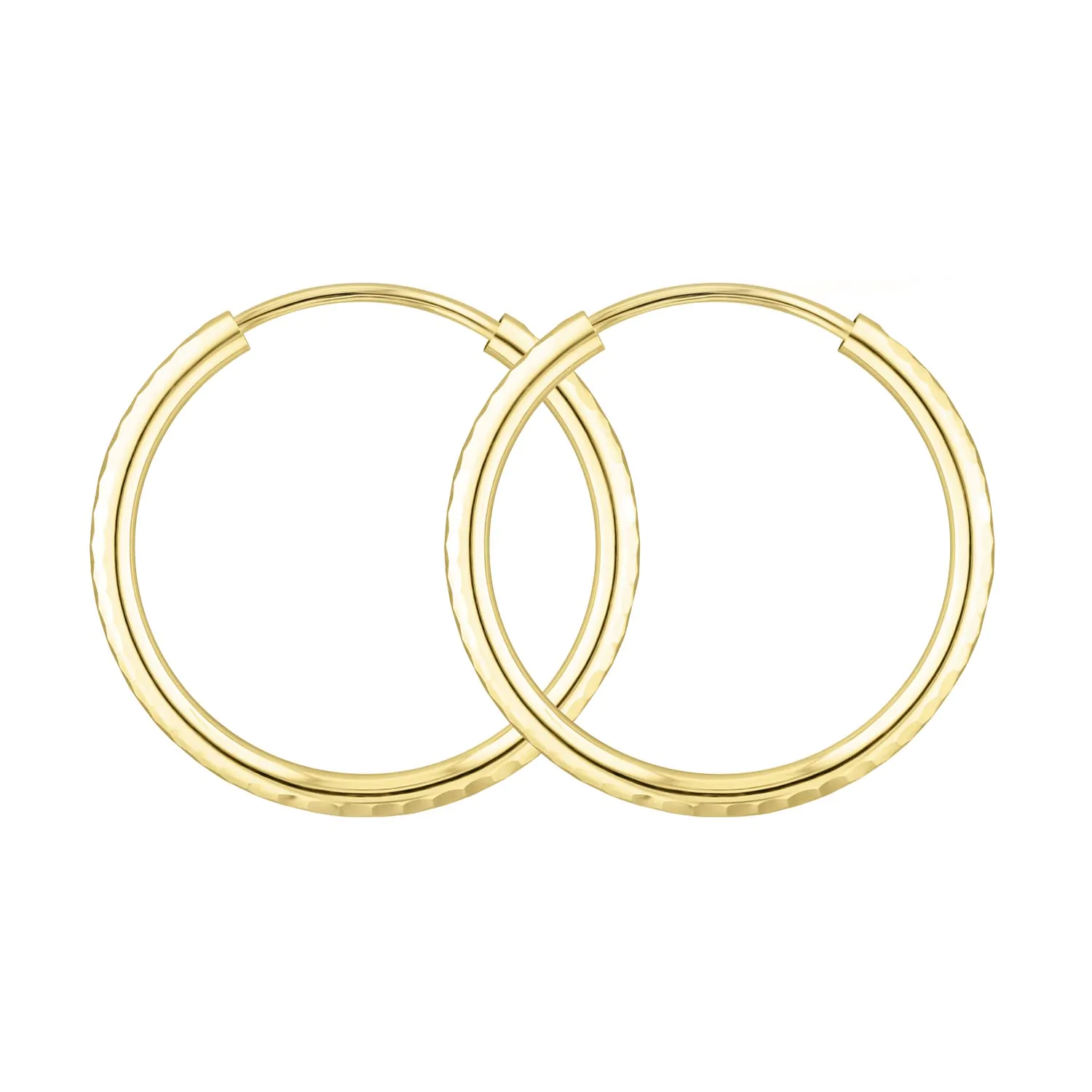 Goldene Creolen, Gelbgold in 2 mm rund mit Muster