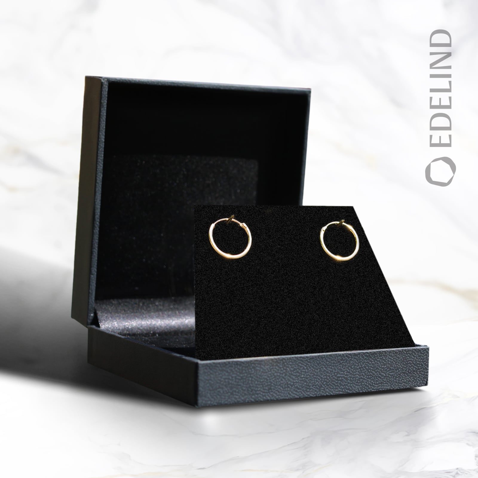 Ohrringe, Creolen, Gelbgold 750 / 18K, Außendurchmesser 15 mm, Breite 1.3 mm, Gewicht ca. 0.5 g