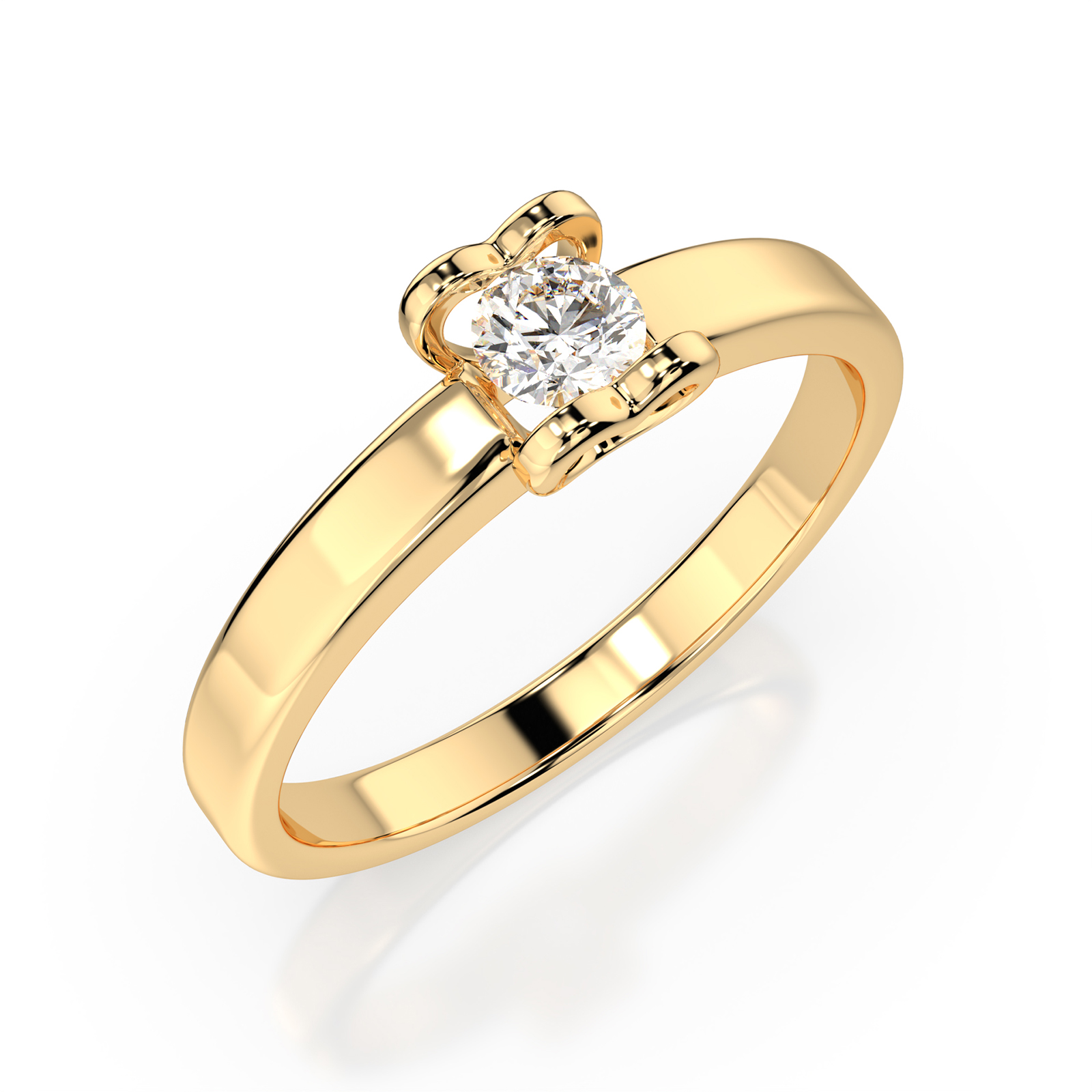 0,15 Karat Diamant Verlobungsring mit 1 Diamanten, Gelbgold 585 / 14K