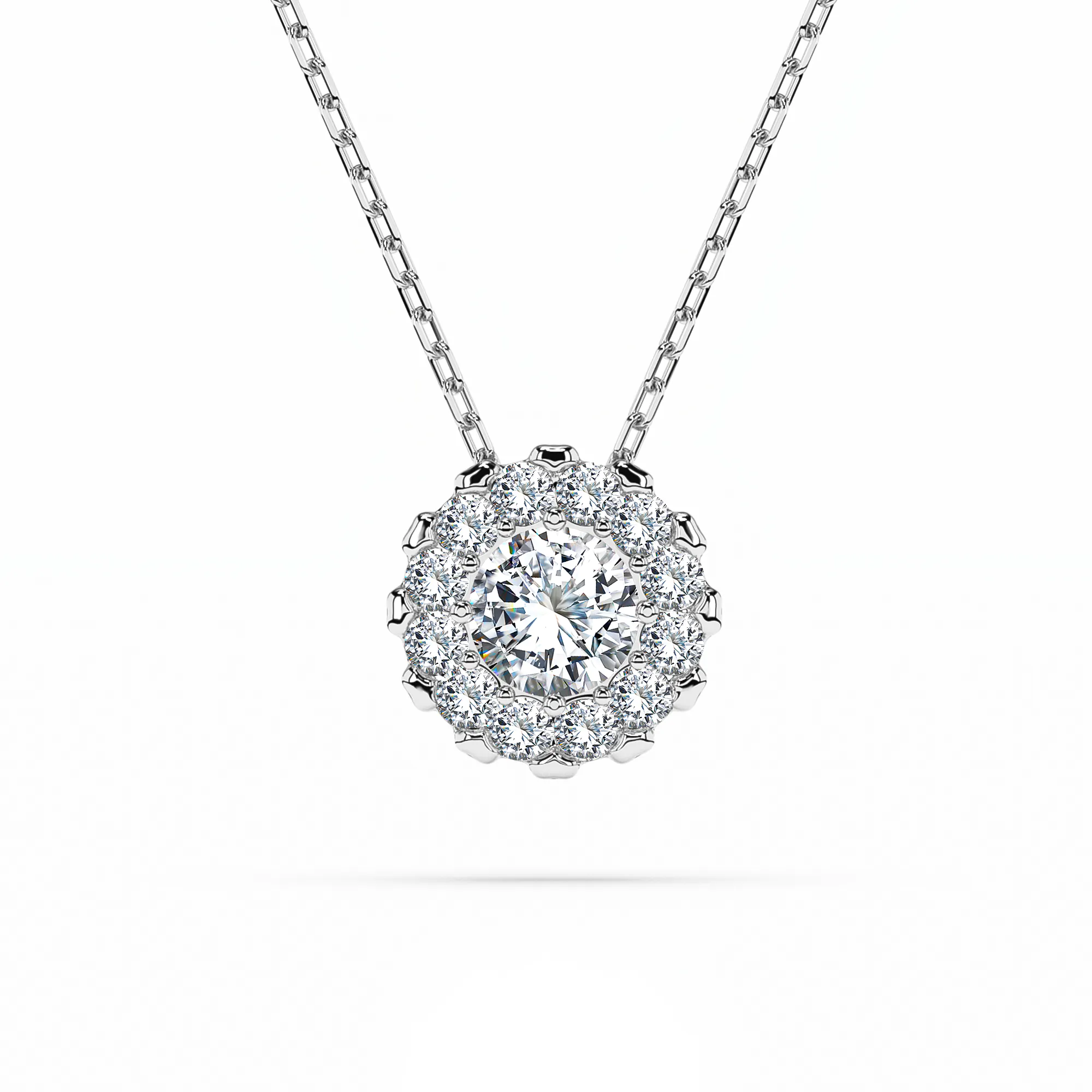 0,1 Karat Diamant Anhänger Weißgold 585 (14K) mit Goldkette 45 (42+3) cm, für Damen